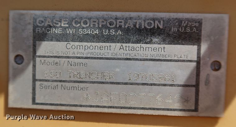 image for item KQ9778 Case 860  trencher