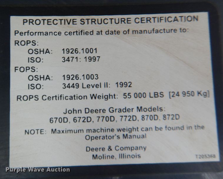 image for item KW9804 2005 John Deere 670D  motor grader