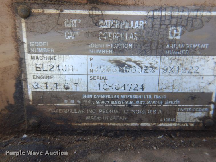 image for item KW9809 1992 Caterpillar EL240B  long reach excavator