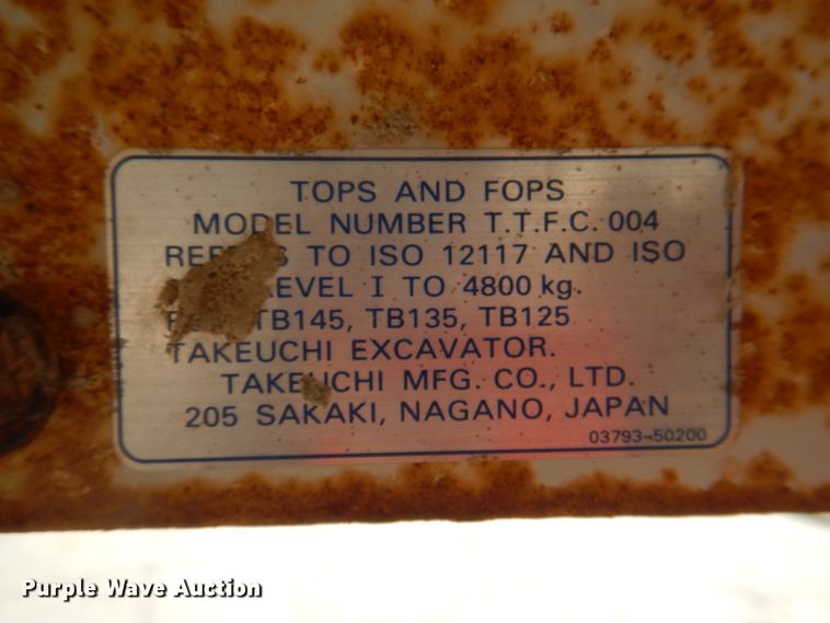 image for item KX9449 2006 Takeuchi TB125  mini excavator