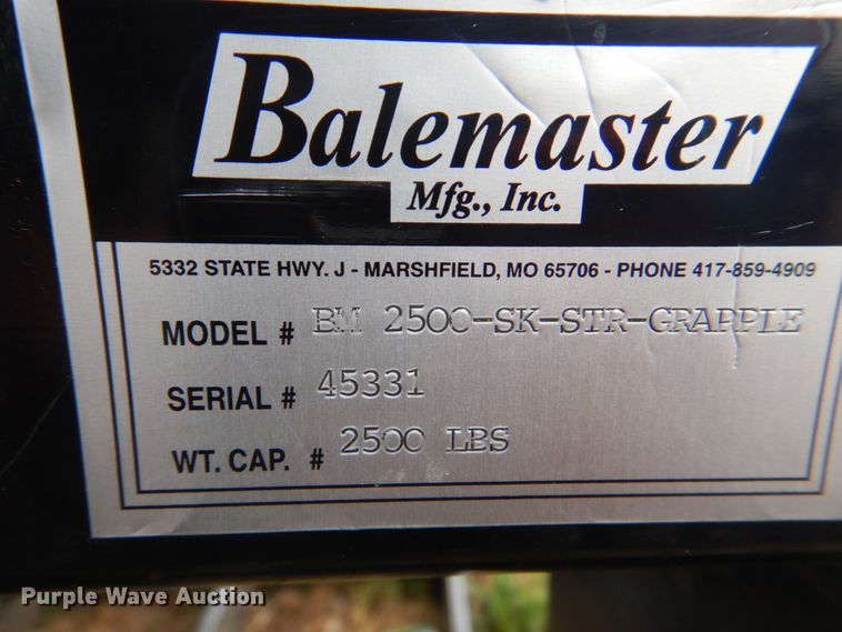 image for item KX9460 Balemaster BM2500-SK-STR-GRAPPLE 73"W skid steer grapple bucket