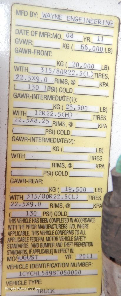 image for item DG0855 2011 Crane Carrier LET2-26-UNK  refuse truck