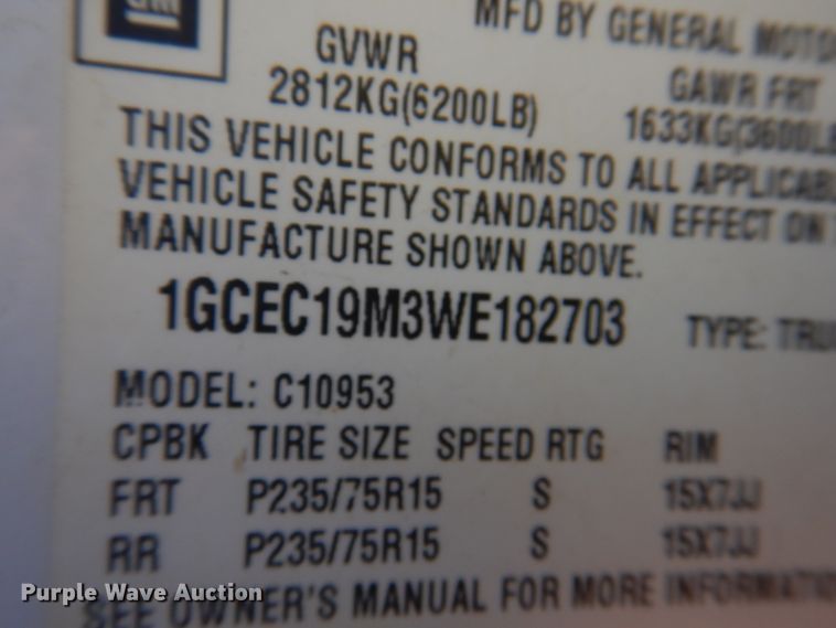 image for item DK8170 1998 Chevrolet C1500  Ext. Cab pickup truck