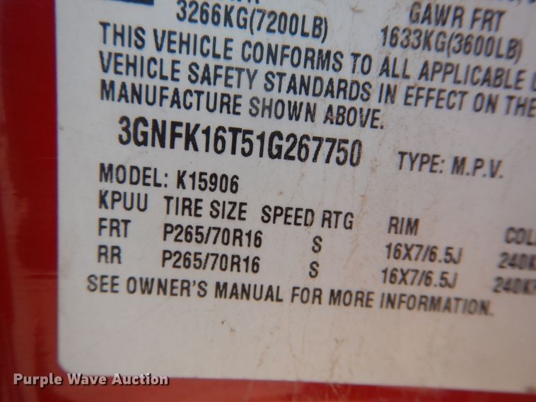 image for item DL0372 2001 Chevrolet Suburban  SUV