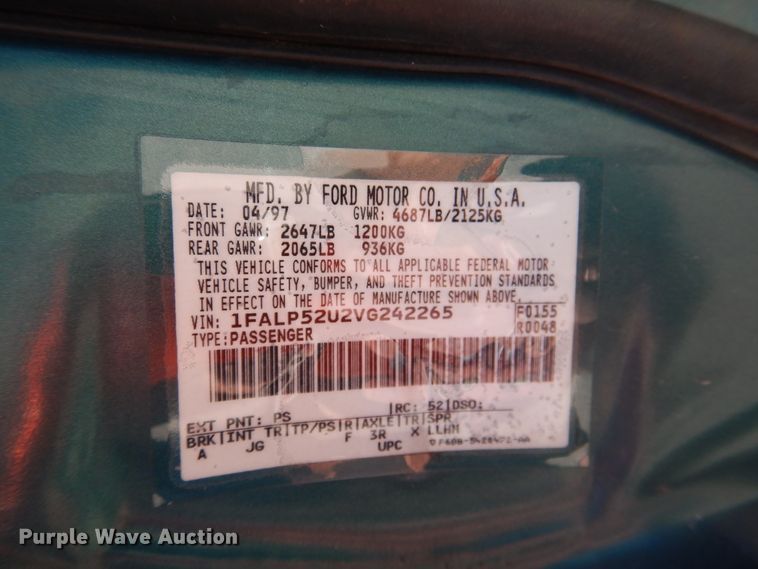 image for item DL0378 1997 Ford Taurus