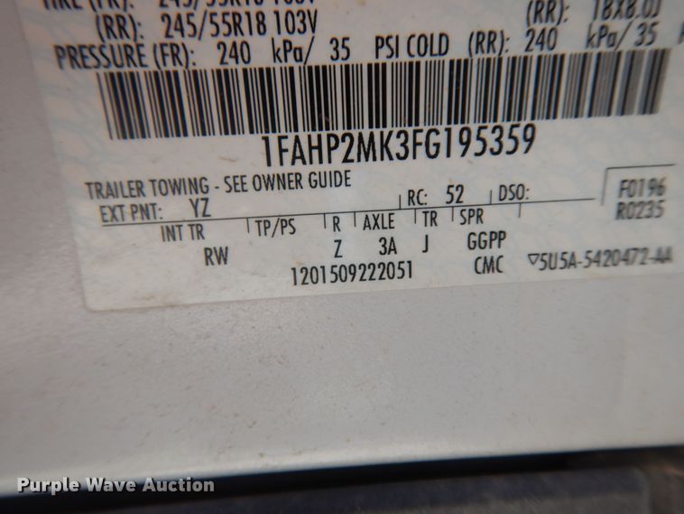 image for item DL0386 2015 Ford Taurus Police