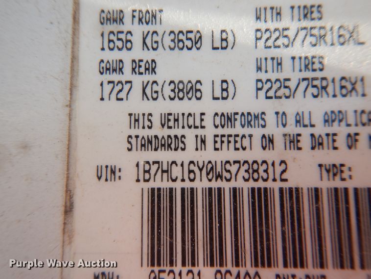 image for item DL0392 1998 Dodge Ram 1500  pickup truck