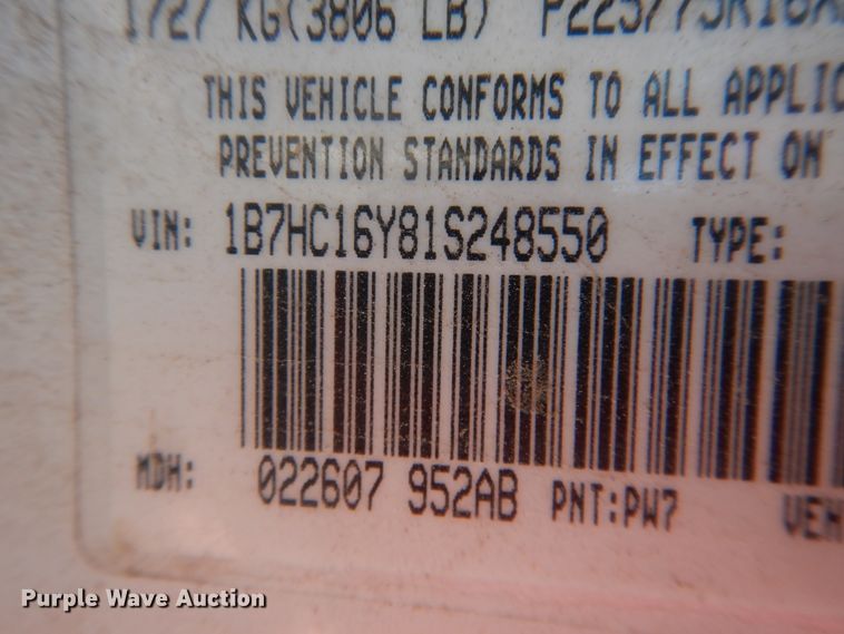 image for item DL0399 2001 Dodge Ram 1500  pickup truck