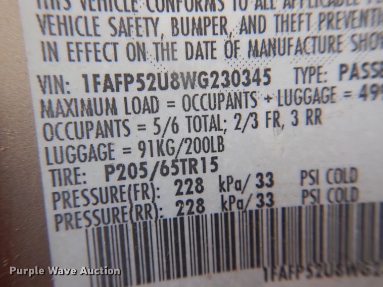 image for item DL0400 1998 Ford Taurus