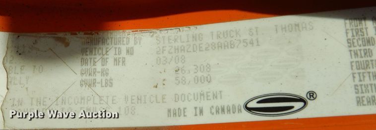 image for item DL6260 2008 Sterling LT9500  dump truck