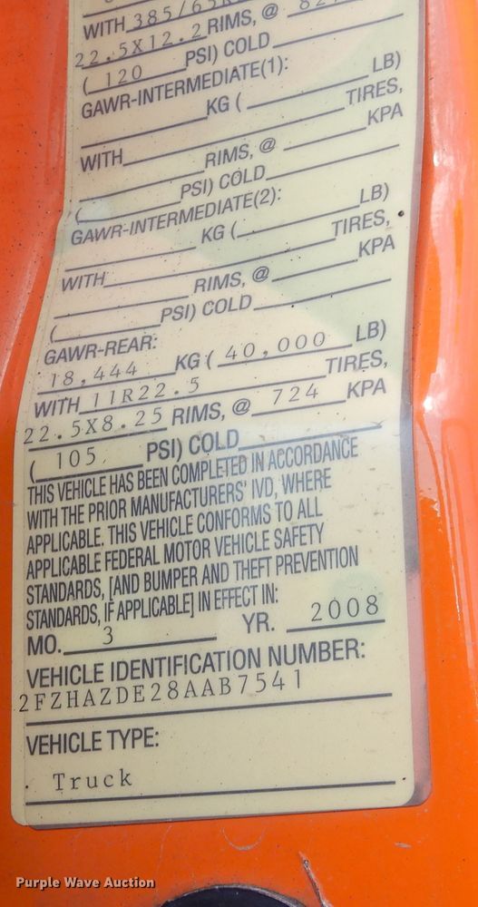 image for item DL6260 2008 Sterling LT9500  dump truck