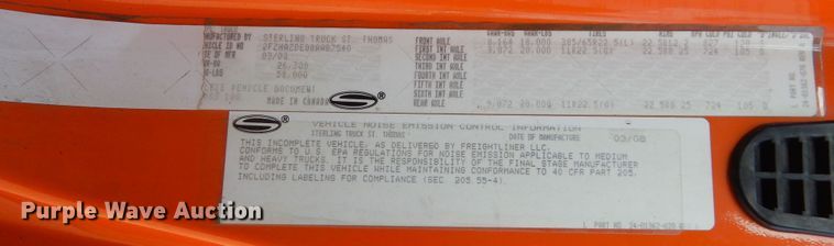 image for item DL6264 2008 Sterling LT9500  dump truck