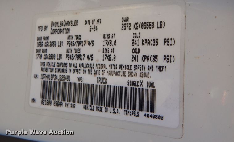 image for item DM1369 2004 Dodge Ram 1500  pickup truck