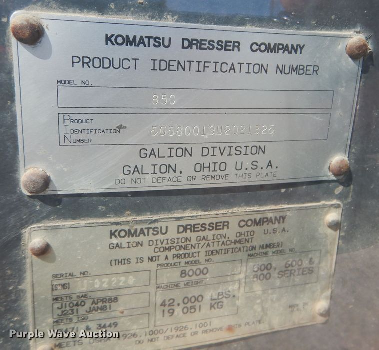 image for item DM1372 1995 Galion 850  motor grader