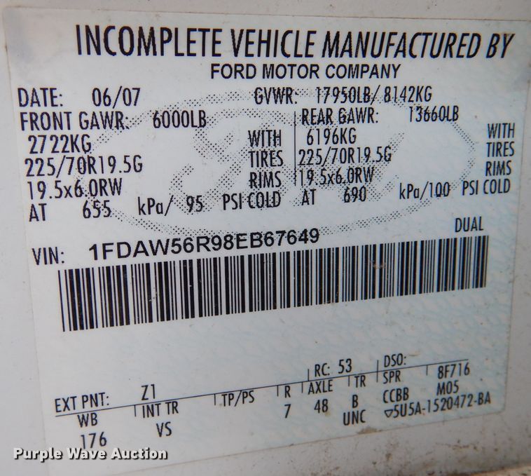 image for item DM1373 2008 Ford F550 Super Duty XL  dump truck