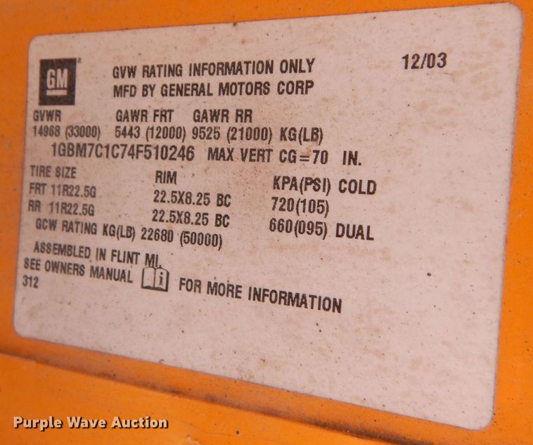 image for item DM1381 2004 Chevrolet C7500  oil distributor truck