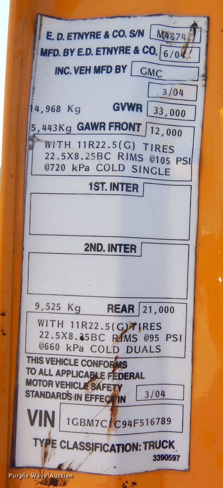 image for item DM1382 2004 Chevrolet C7500  oil distributor truck