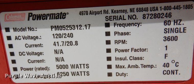 image for item DM5040 Coleman Powermate 5000  generator