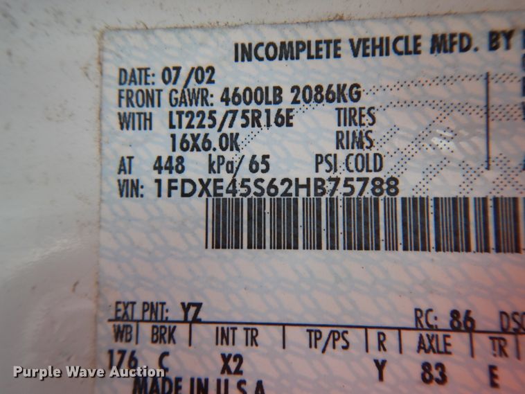 image for item DM6311 2002 Ford Econoline E450  shuttle bus