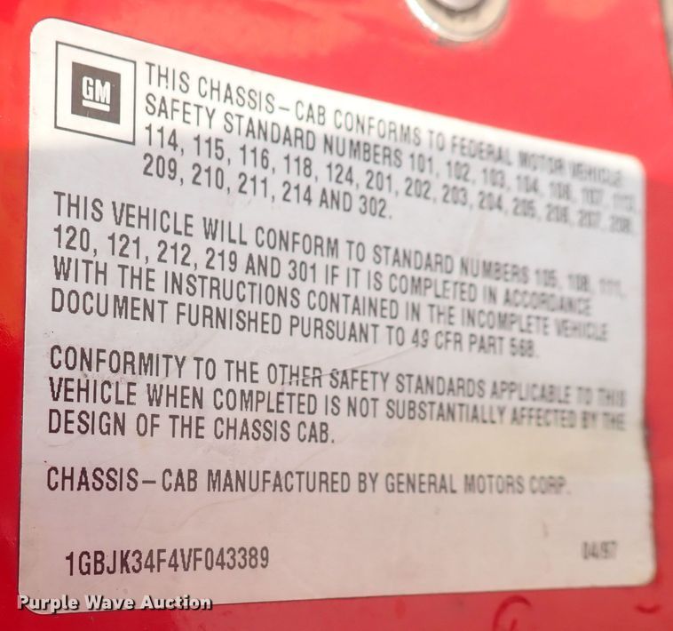 image for item DN1928 1997 Chevrolet 3500  brush fire truck