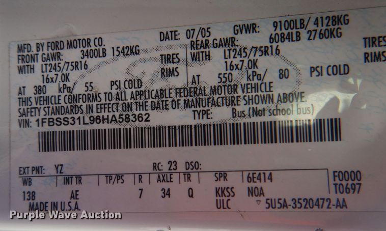 image for item ID9076 2006 Ford E350 Super Duty XL  van