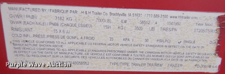 image for item IN9886 2004 H & H  enclosed cargo trailer