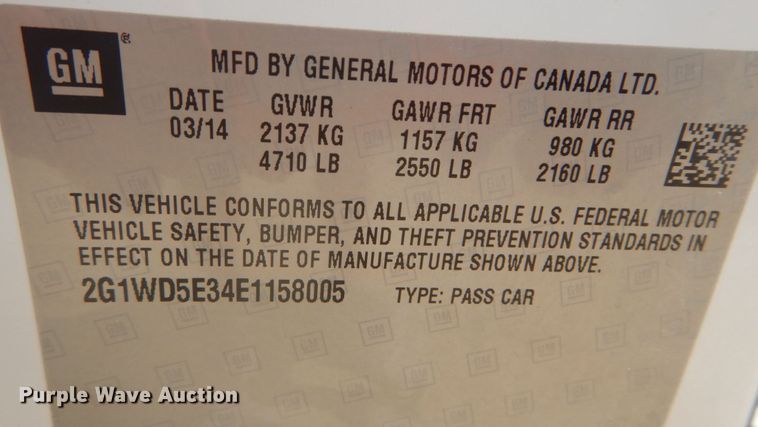 image for item JI9577 2014 Chevrolet Impala Police Cruiser