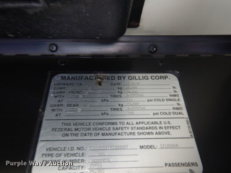 image for item JZ9901 1997 Gillig  transit bus