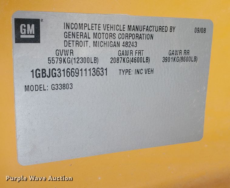 image for item KK9328 2009 Chevrolet Blue Bird  school bus