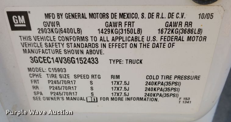 image for item KK9376 2006 Chevrolet Silverado 1500  pickup truck