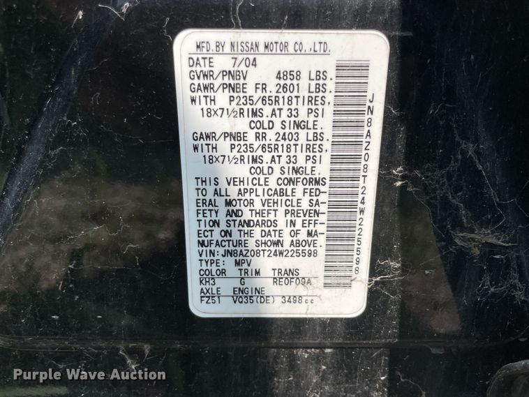 image for item KK9651 2004 Nissan Murano SE  SUV