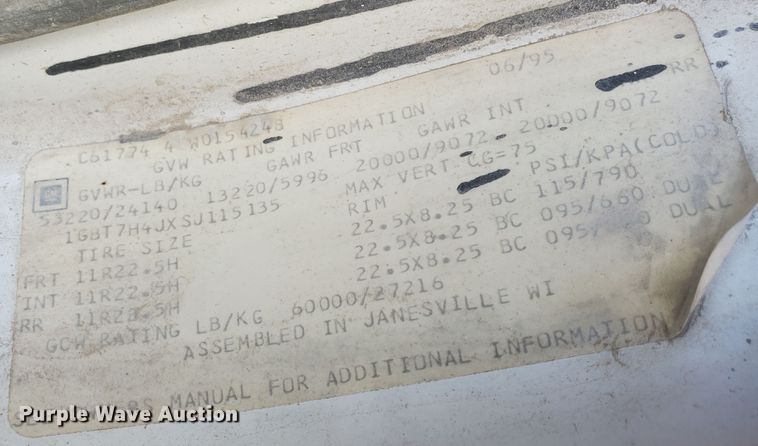 image for item KY9157 1995 Chevrolet Kodiak C6500  dump truck