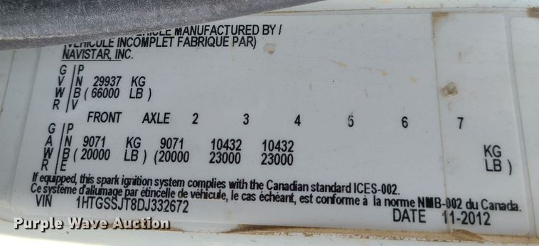 image for item DI6106 2013 International WorkStar 7600  dump truck