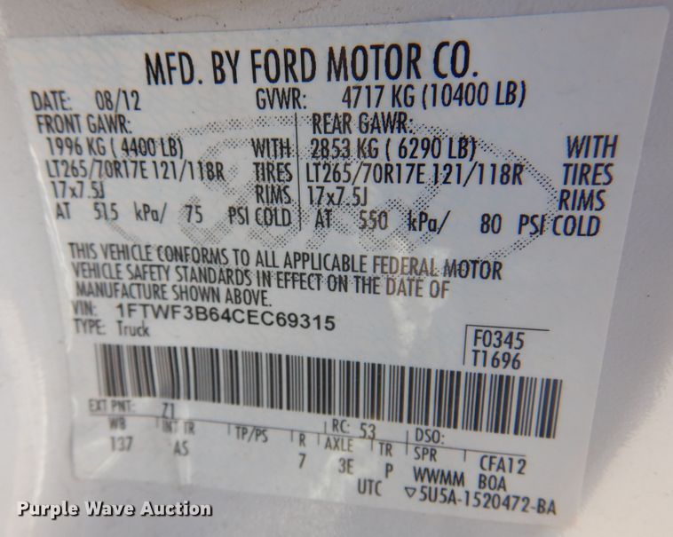 image for item DI6119 2012 Ford F350 Super Duty  pickup truck