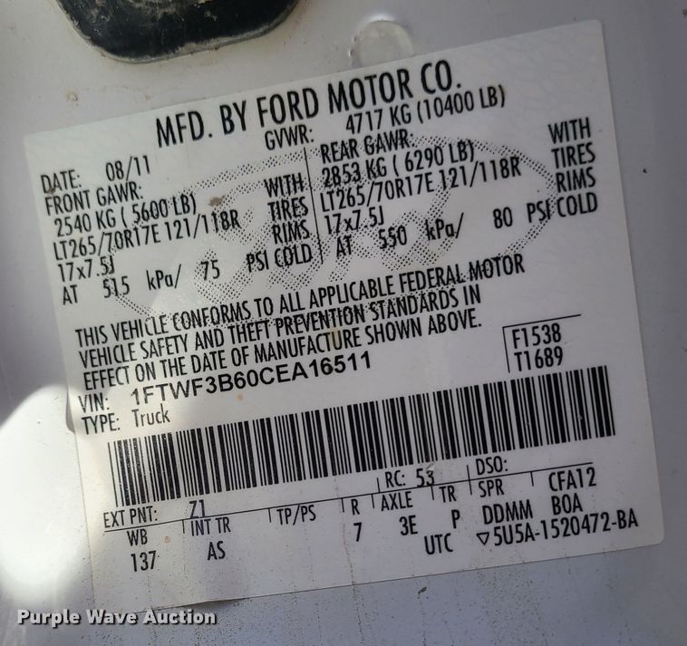 image for item DI6122 2012 Ford F350 Super Duty  pickup truck