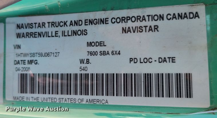 image for item DI6131 2009 International WorkStar 7600  dump truck
