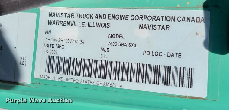 image for item DI6132 2009 International WorkStar 7600  dump truck