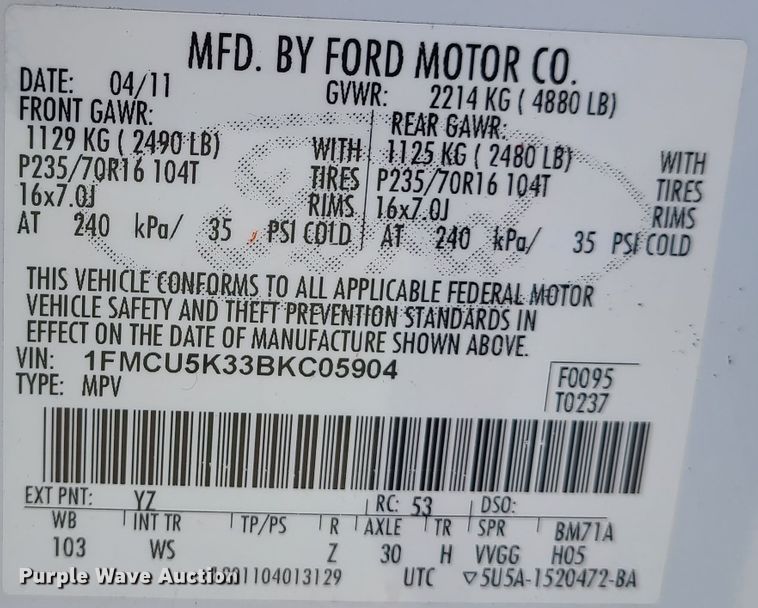 image for item DI6133 2011 Ford Escape  SUV