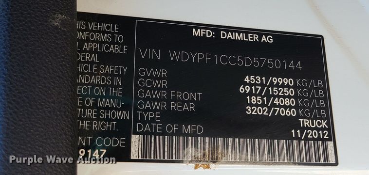 image for item DI6136 2013 Freightliner Sprinter 3500  van