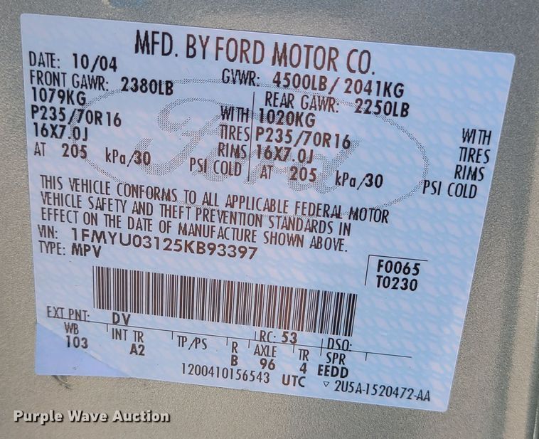 image for item DI6139 2005 Ford Escape  SUV