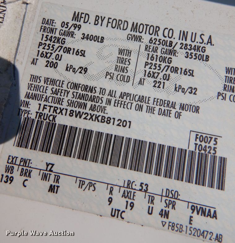 image for item DI6168 1999 Ford F150  SuperCab pickup truck