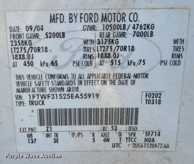 image for item DI6196 2005 Ford F350 Super Duty  pickup truck