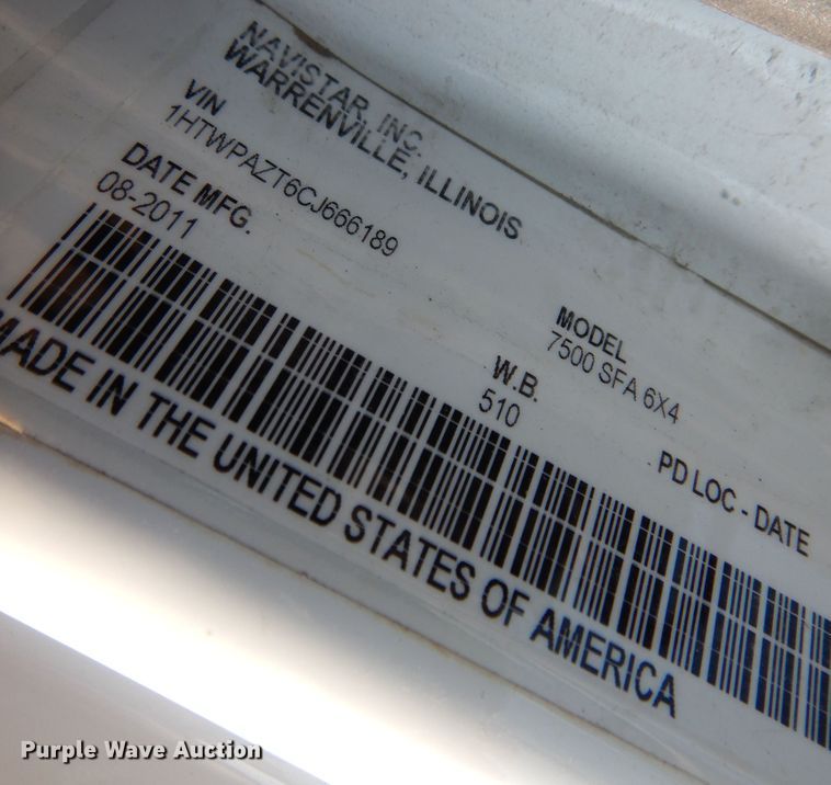 image for item DM5048 2012 International WorkStar 7500  dump truck