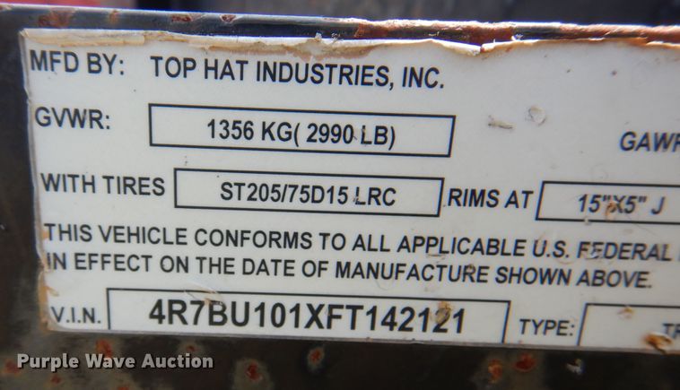 image for item DK8210 2015 Top Hat  utility trailer