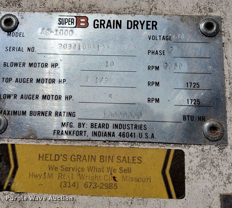 image for item DL0106 Super B AS1000  grain dryer