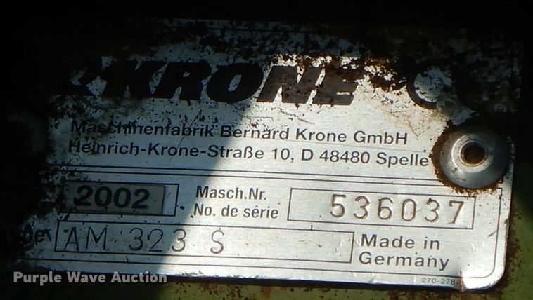 image for item HP9670 2002 Krone AM323S  disc mower