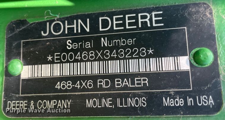 image for item JQ9709 2008 John Deere 468  round baler