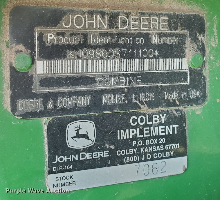 image for item KK9325 2005 John Deere 9860 STS  combine