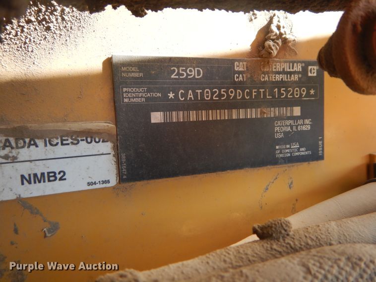 image for item DI1106 2018 Caterpillar 259D  tracked skid steer loader