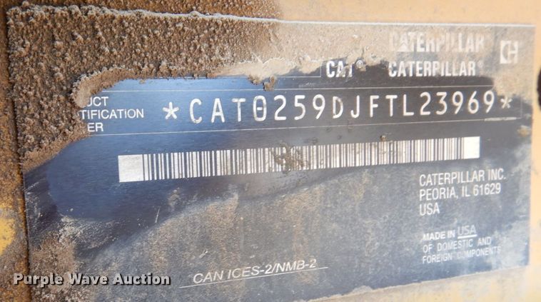 image for item DI1127 2019 Caterpillar 259D  tracked skid steer loader